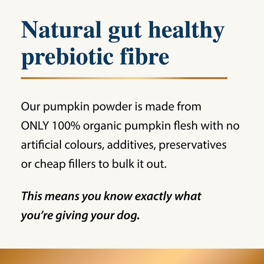 Natural gut healthy prebiotic fibre made from organic pumpkin powder with no additives.