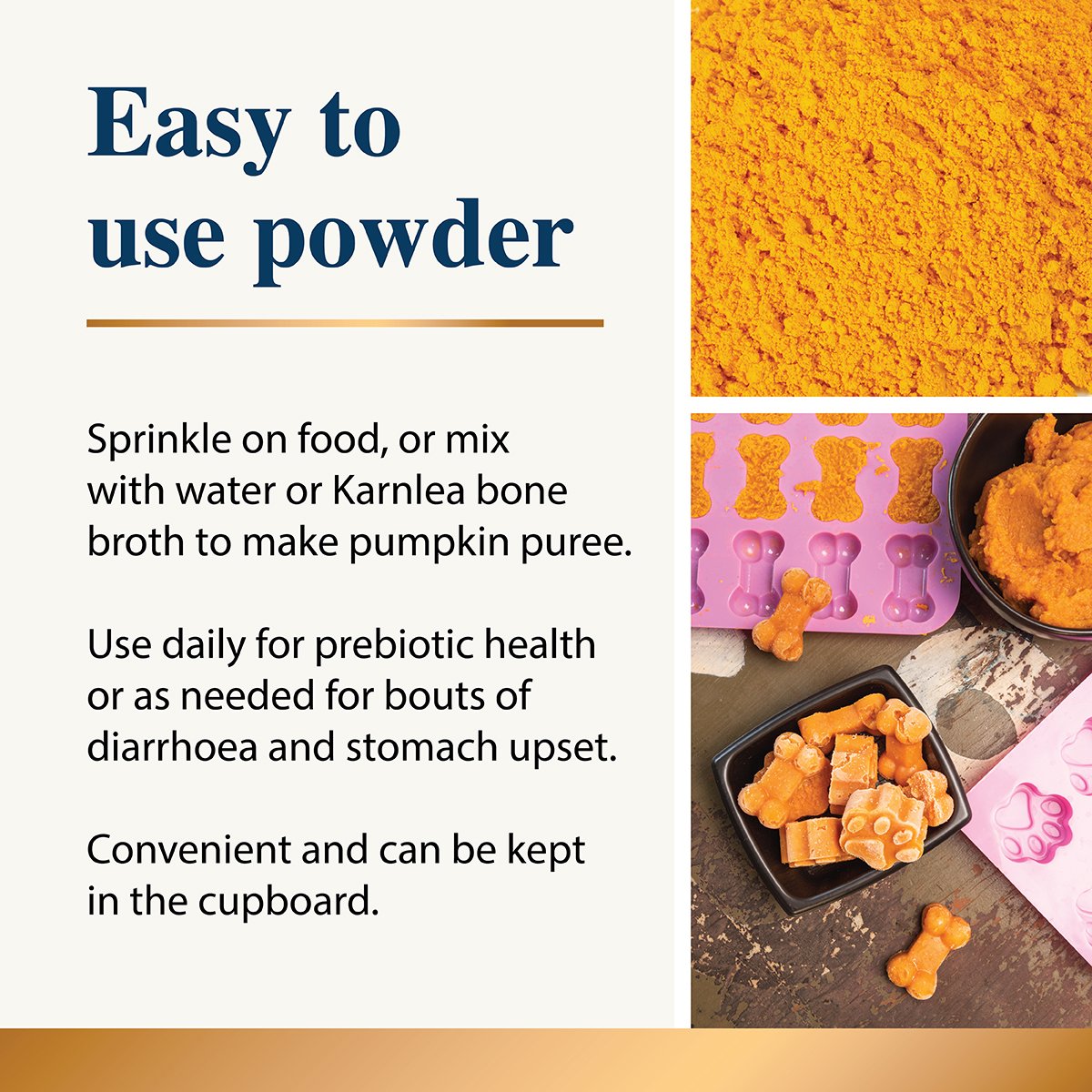 Pumpkin Powder Dogs benefits, including food sprinkling and puree making.