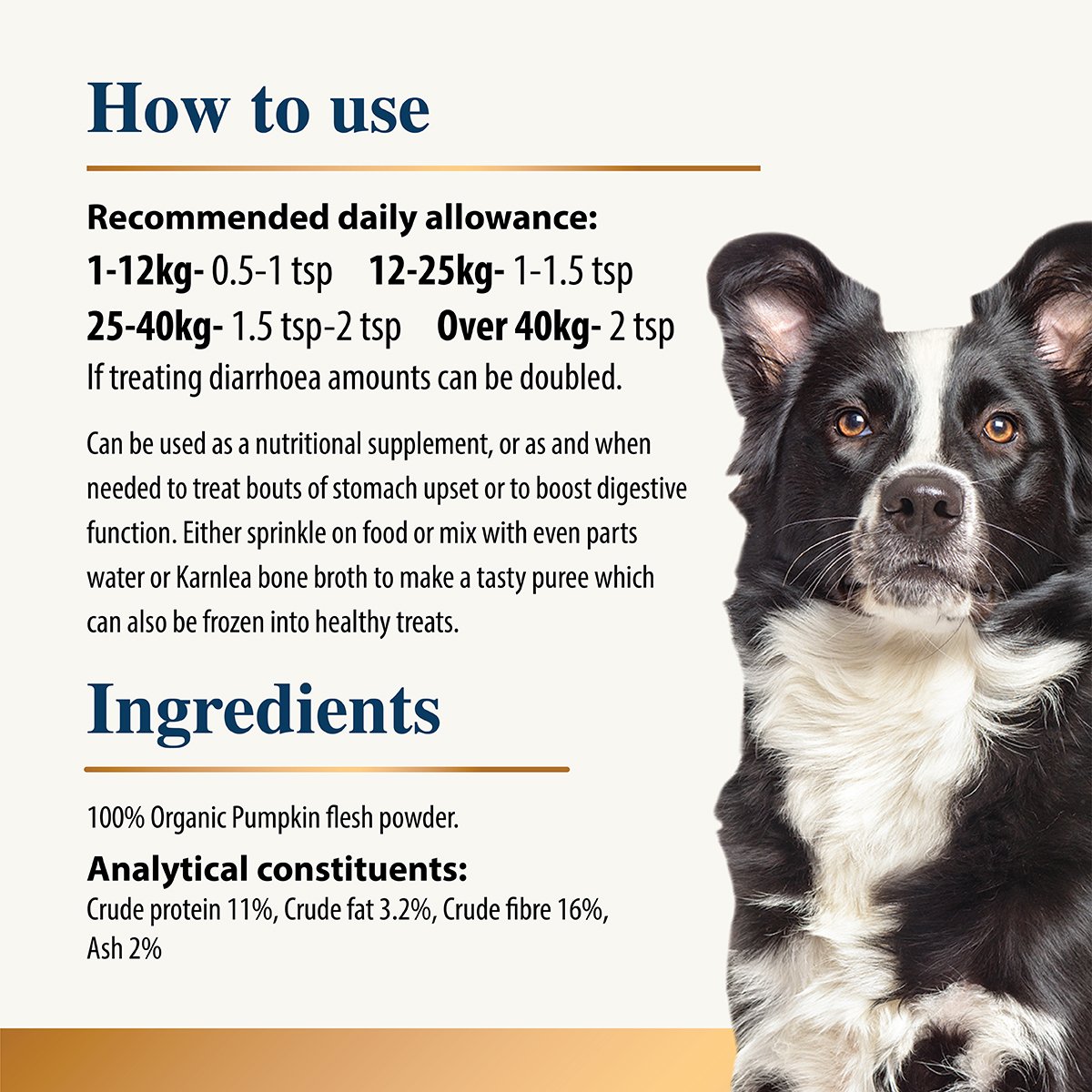 Pumpkin Powder recommended feeding guidelines for Dogs