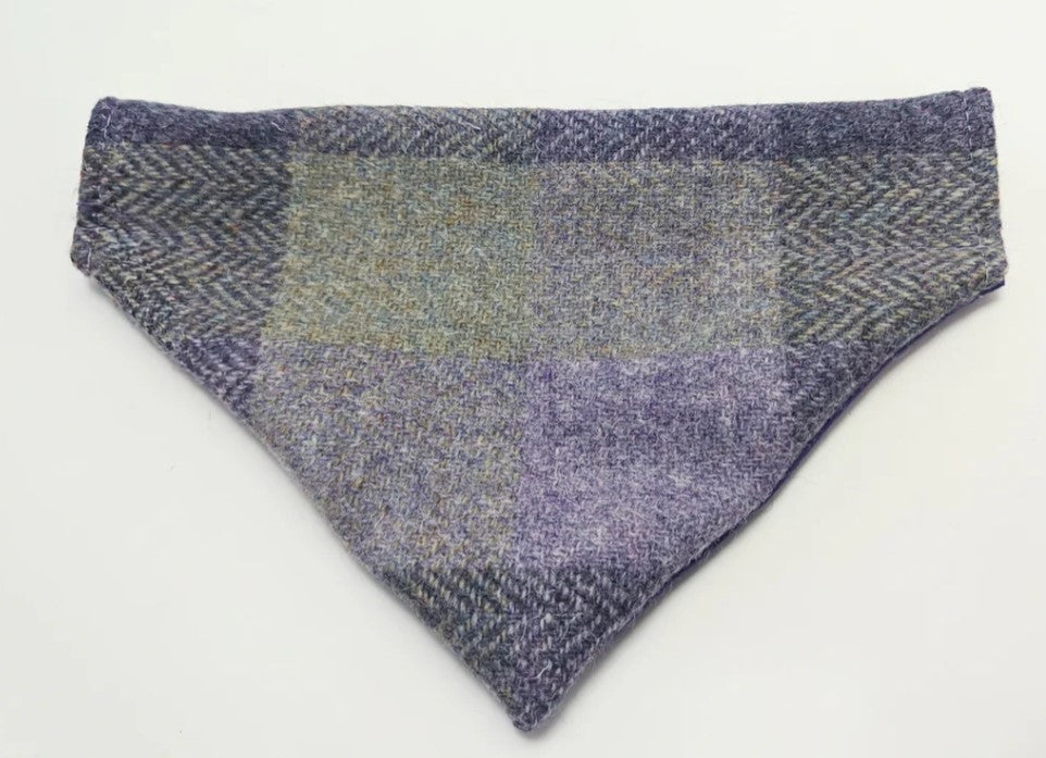 Lavender Block Harris Tweed Dog Collar Bandana