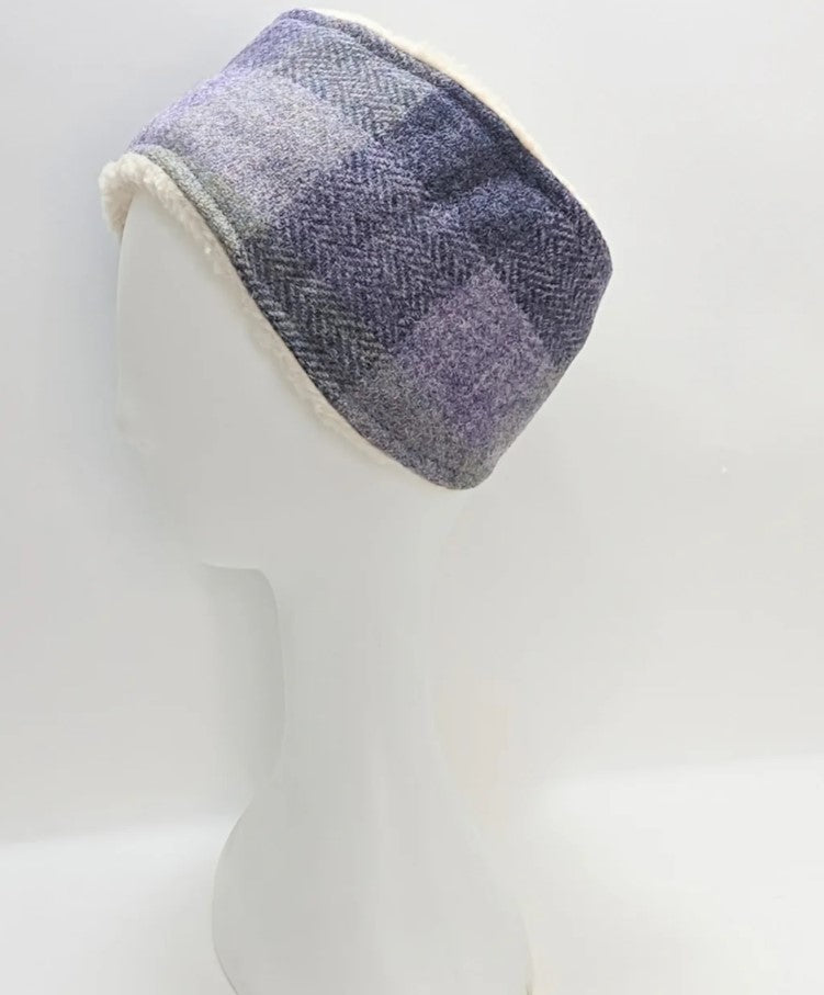 Lavender Block Tweed Ladies Head Band Harris tweed