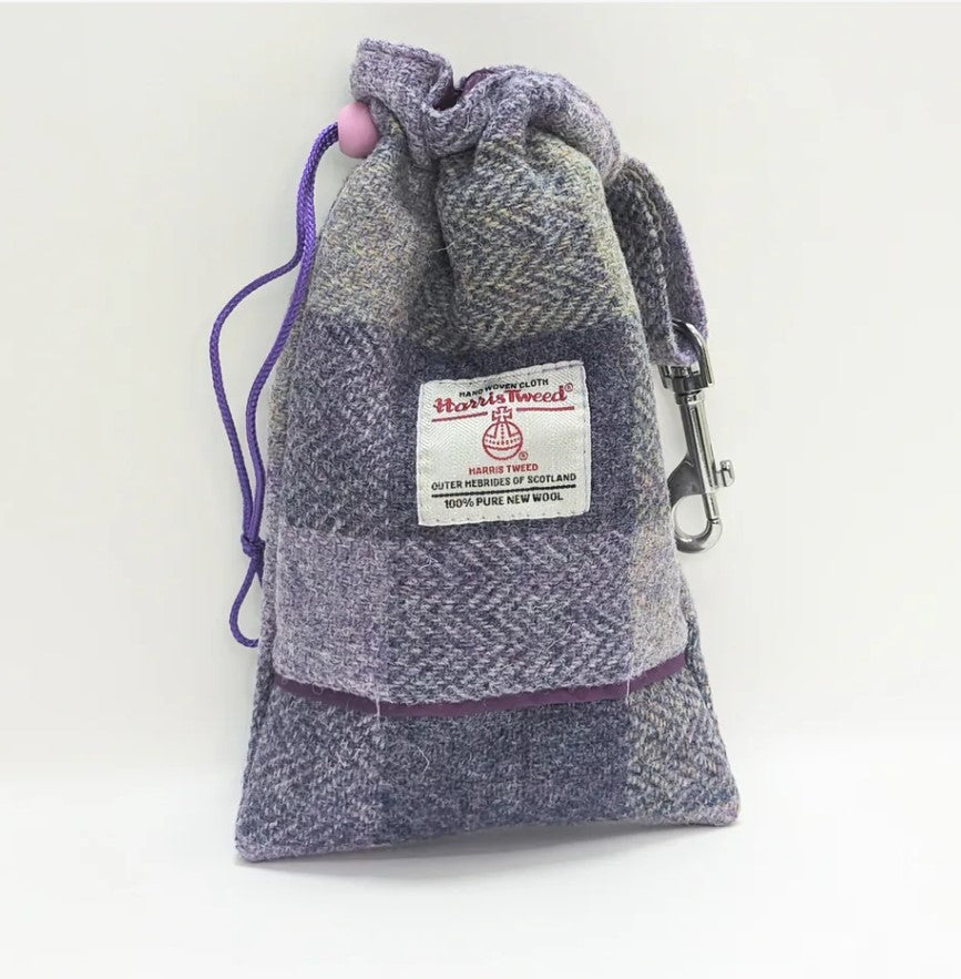 Harris Tweed Lavender Block Dog treat bag