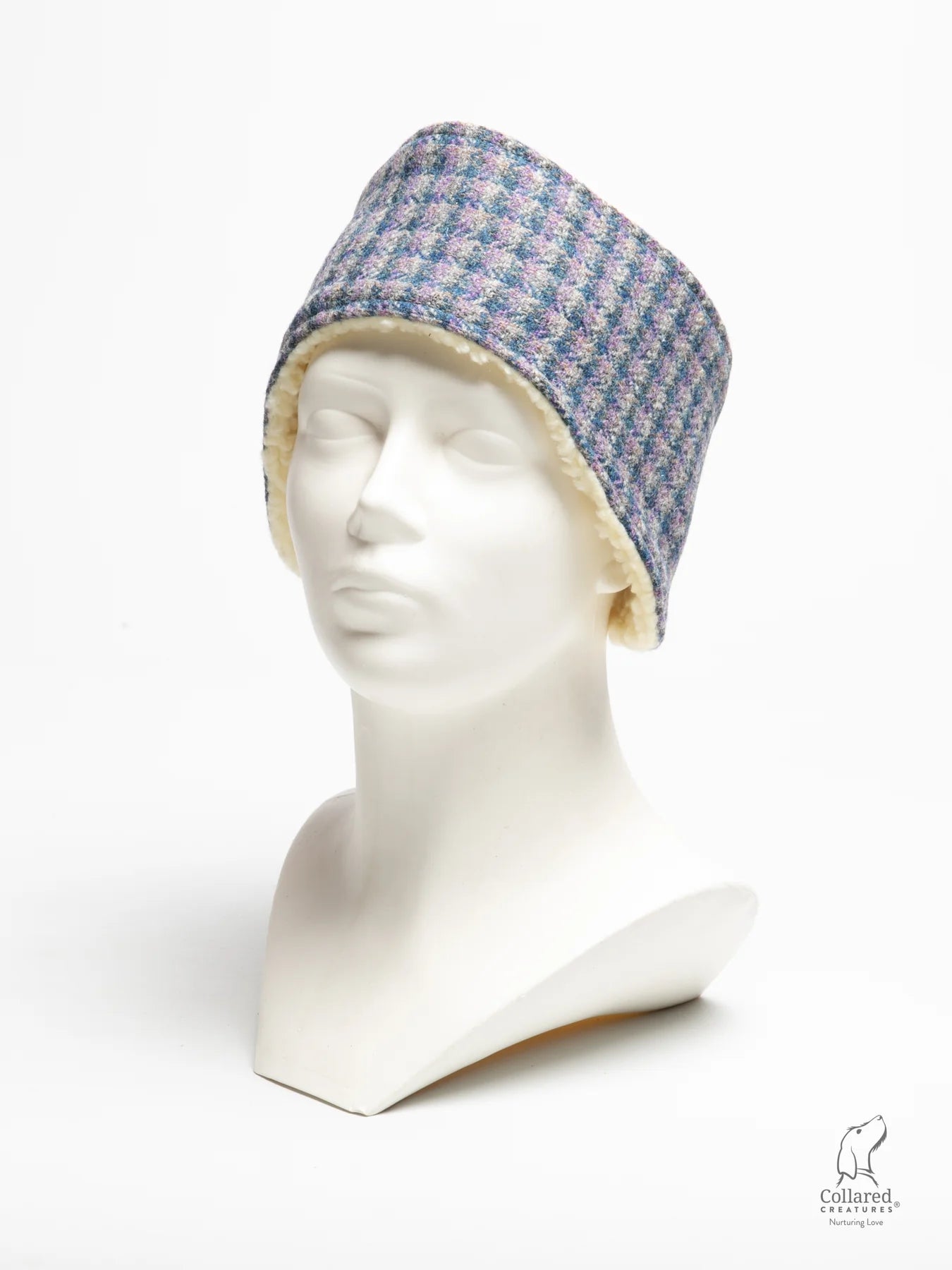 Harris Tweed Ladies Headband Lilac & Blue