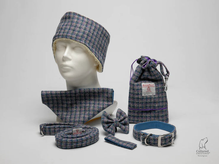 Harris Tweed lilac & blue check collection