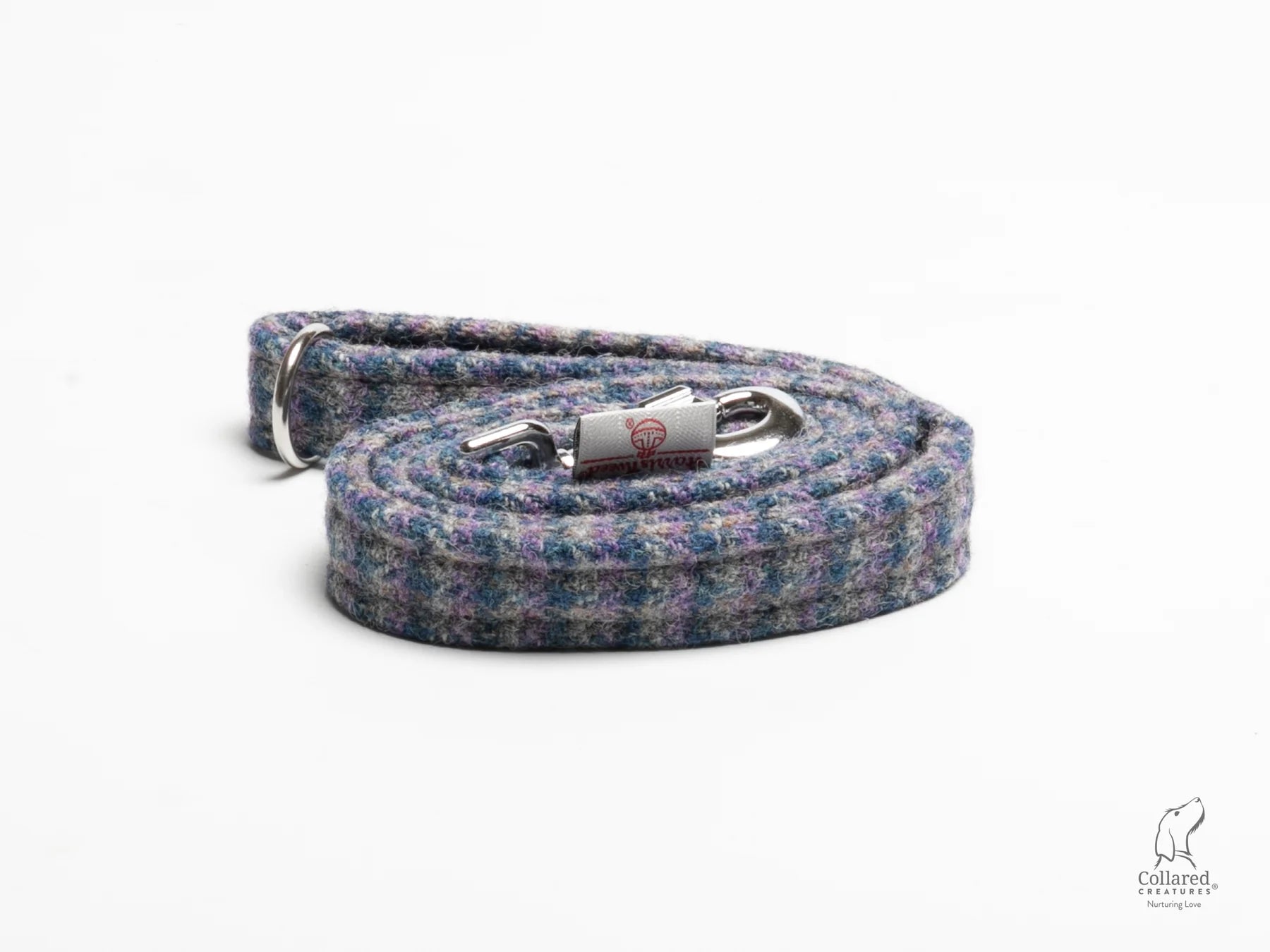 Harris tweed Dog Lead  Lilac & Blue