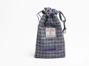 Collared Creatures Harris Tweed Treat bag Lilac & Blue Check
