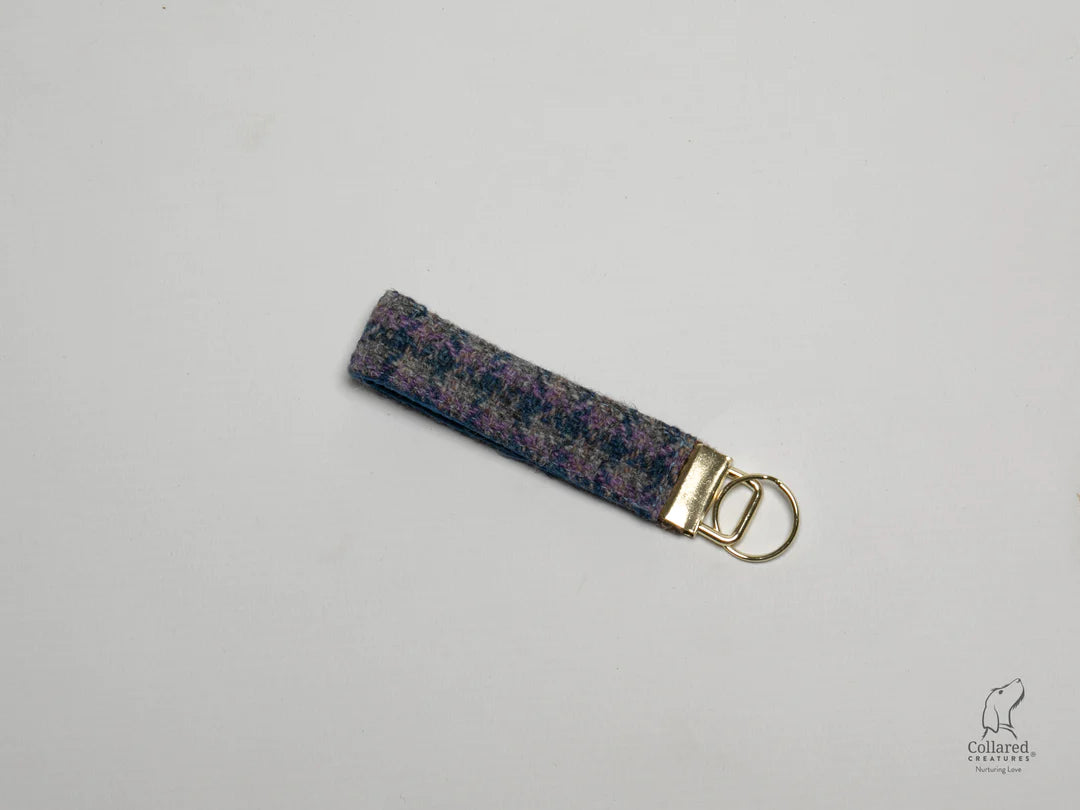 Harris Tweed Key ring Lilac & Blue Check