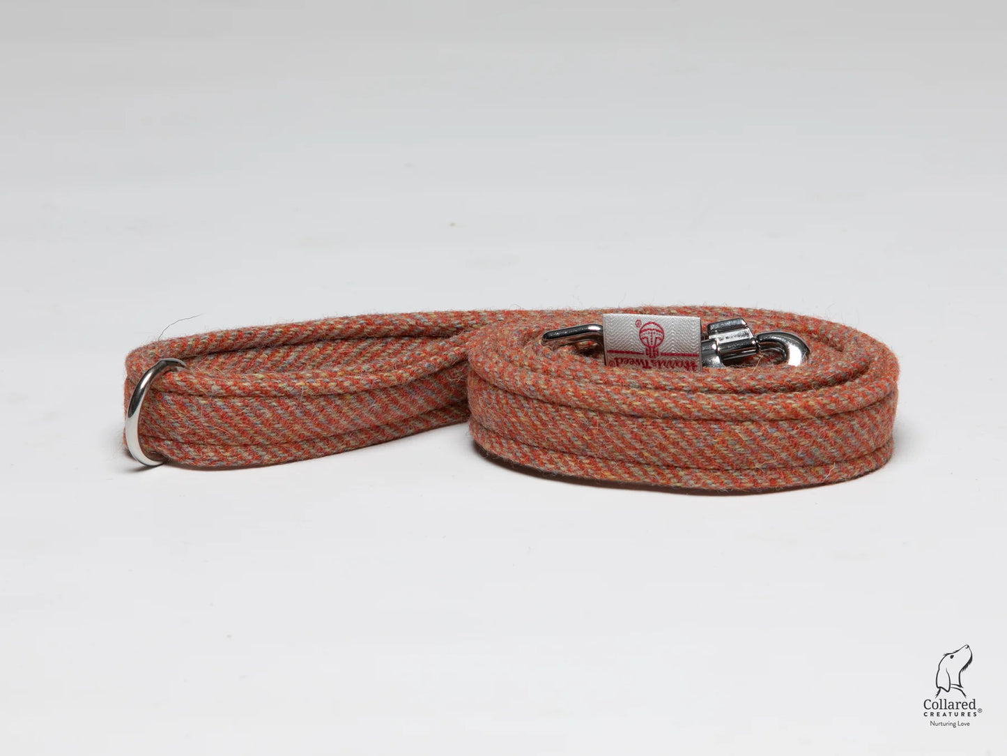 Harris tweed Dog Lead  Mandarin