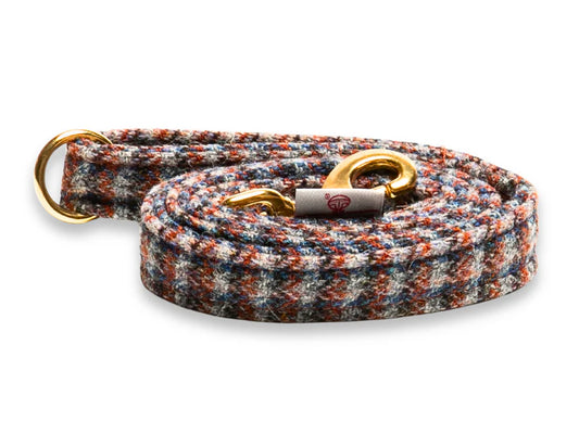 Harris Tweed Orange, Blue & Grey Multi Check Lead