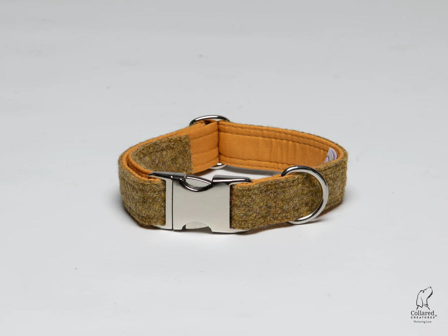 Harris Tweed dog Collar mustard twill