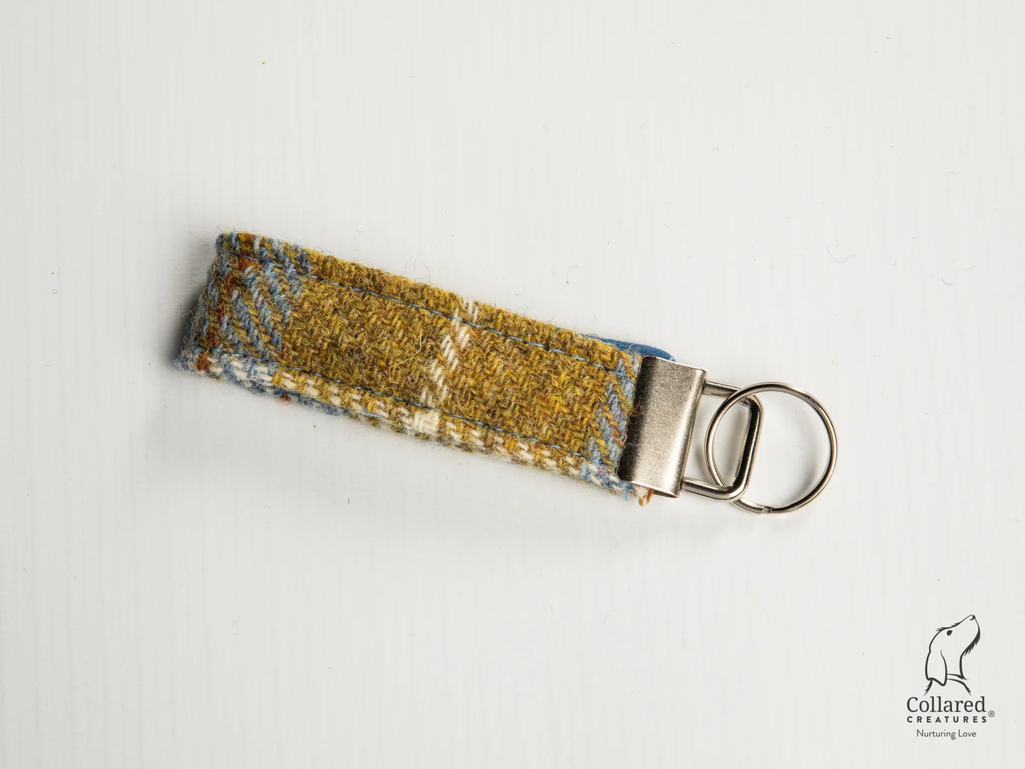 Harris Tweed keyring mustard & blue check