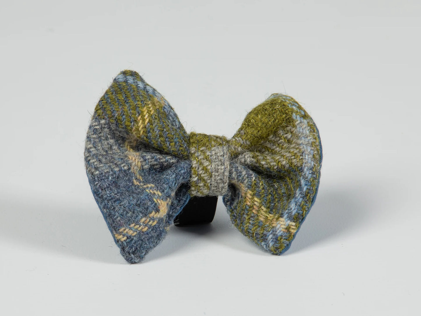 Harris tweed Dog Bow Tie Mustard & Blue Check