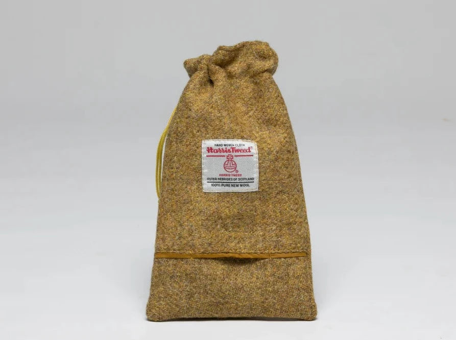 Collared Creatures Harris Tweed Treat bag Mustard twill