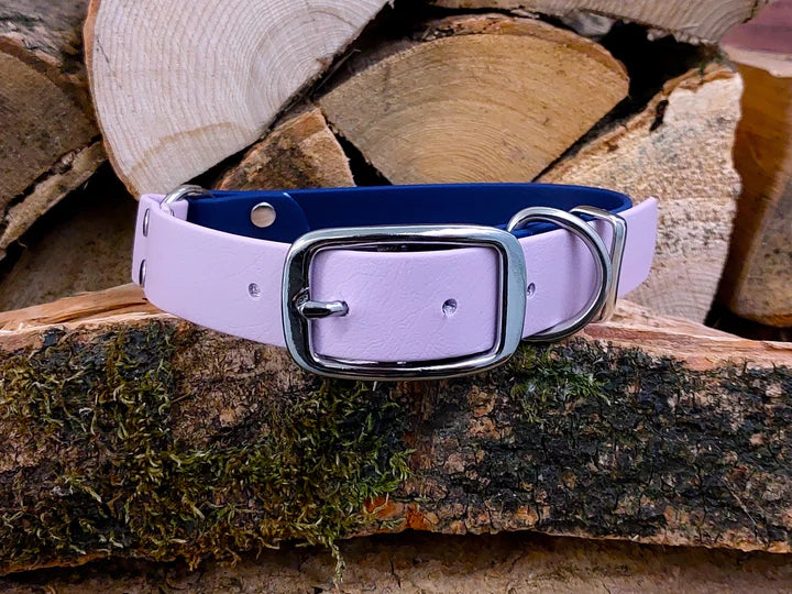 waterproof Dog Collar UK made Multi Coloured  Pink & Navy