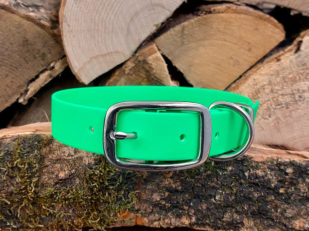 waterproof Dog Collar UK made Neon green