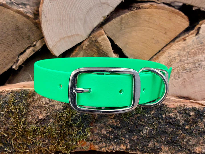 waterproof Dog Collar UK made Neon green