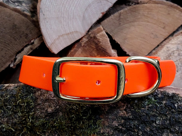 waterproof Dog Collar UK made Neon Orange