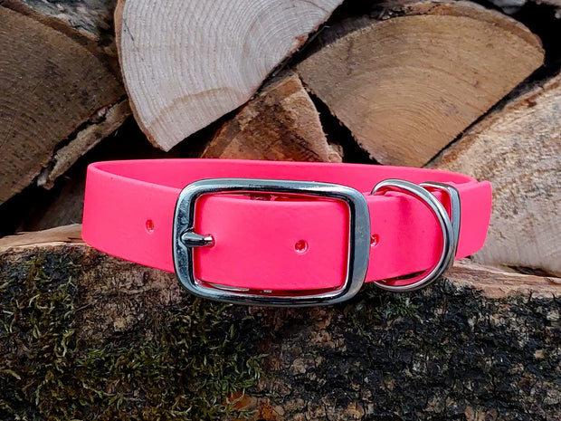 Pink waterproof Dog Collar UK made