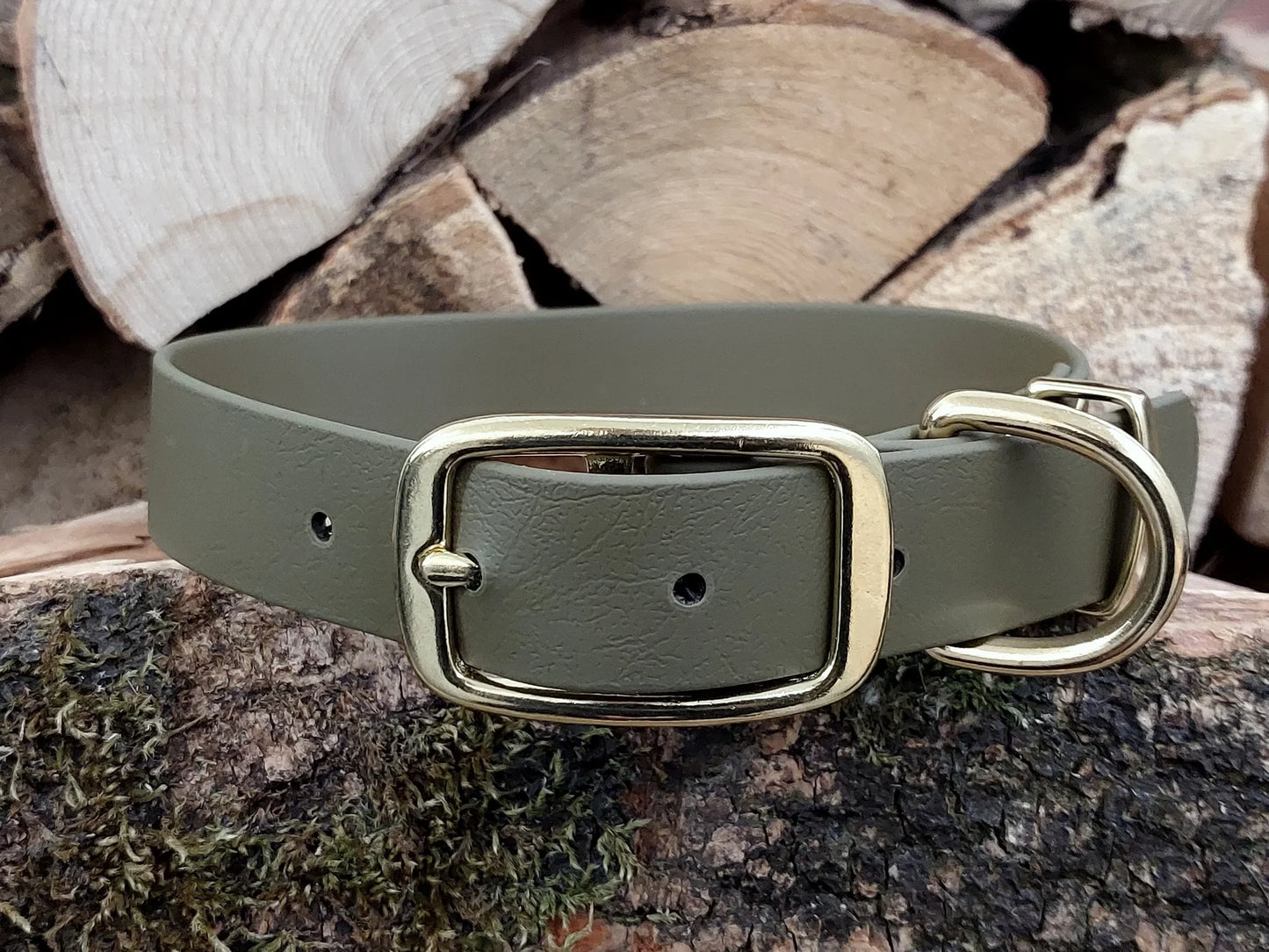 waterproof Dog Collar UK made olive