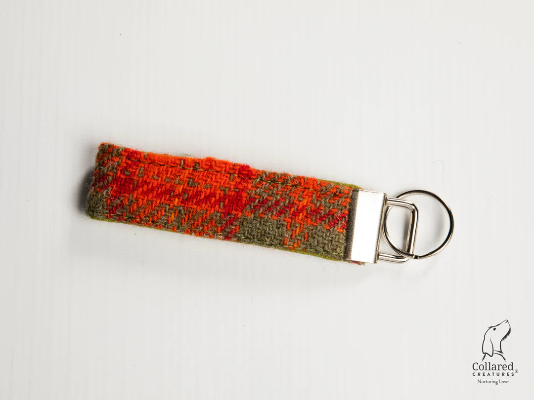 Harris Tweed Keyring Orange & Olive