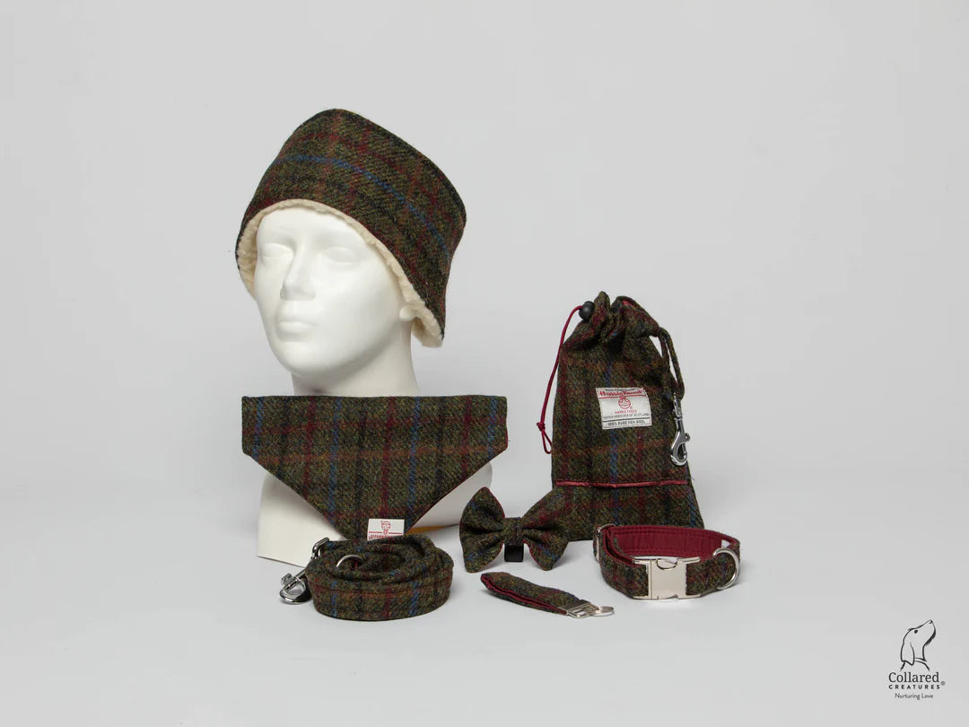 Harris Tweed Winter Wonderland Dog Collar and matching accessories