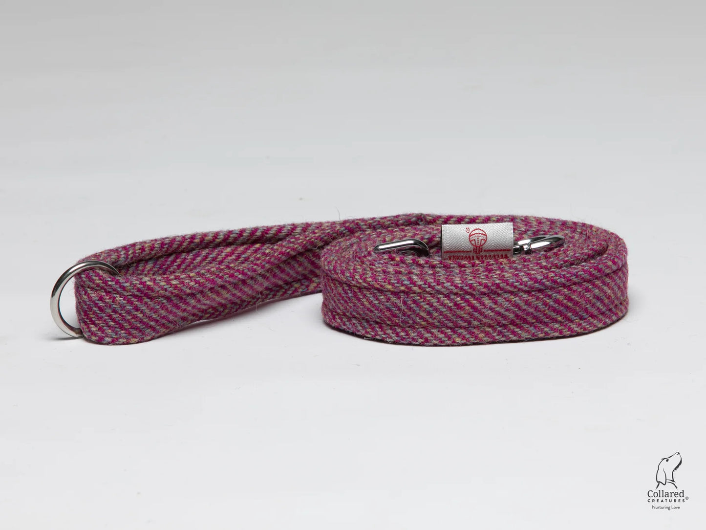 Harris Tweed Raspberry Ripple Herringbone Dog Lead