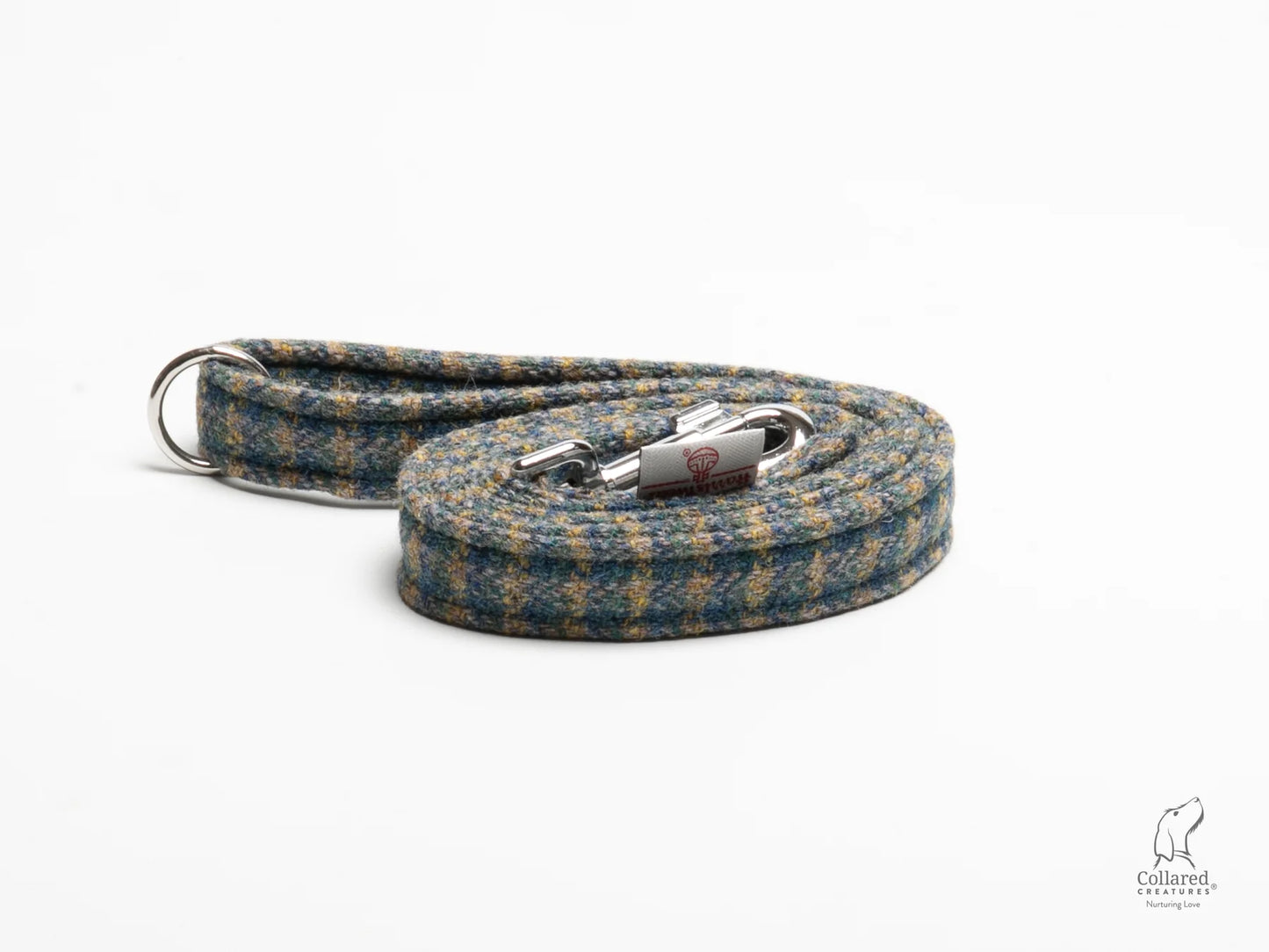 Harris Tweed Yellow & Blue Check dog lead