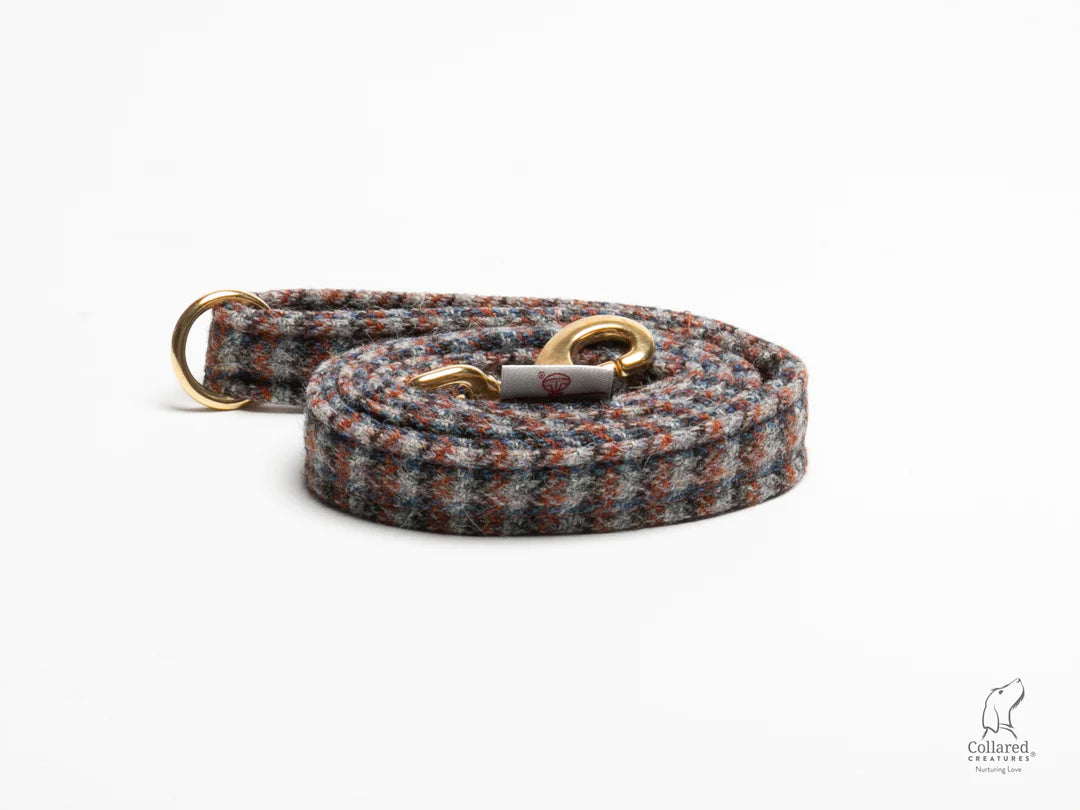 Harris Tweed Blue and Orange Check lead