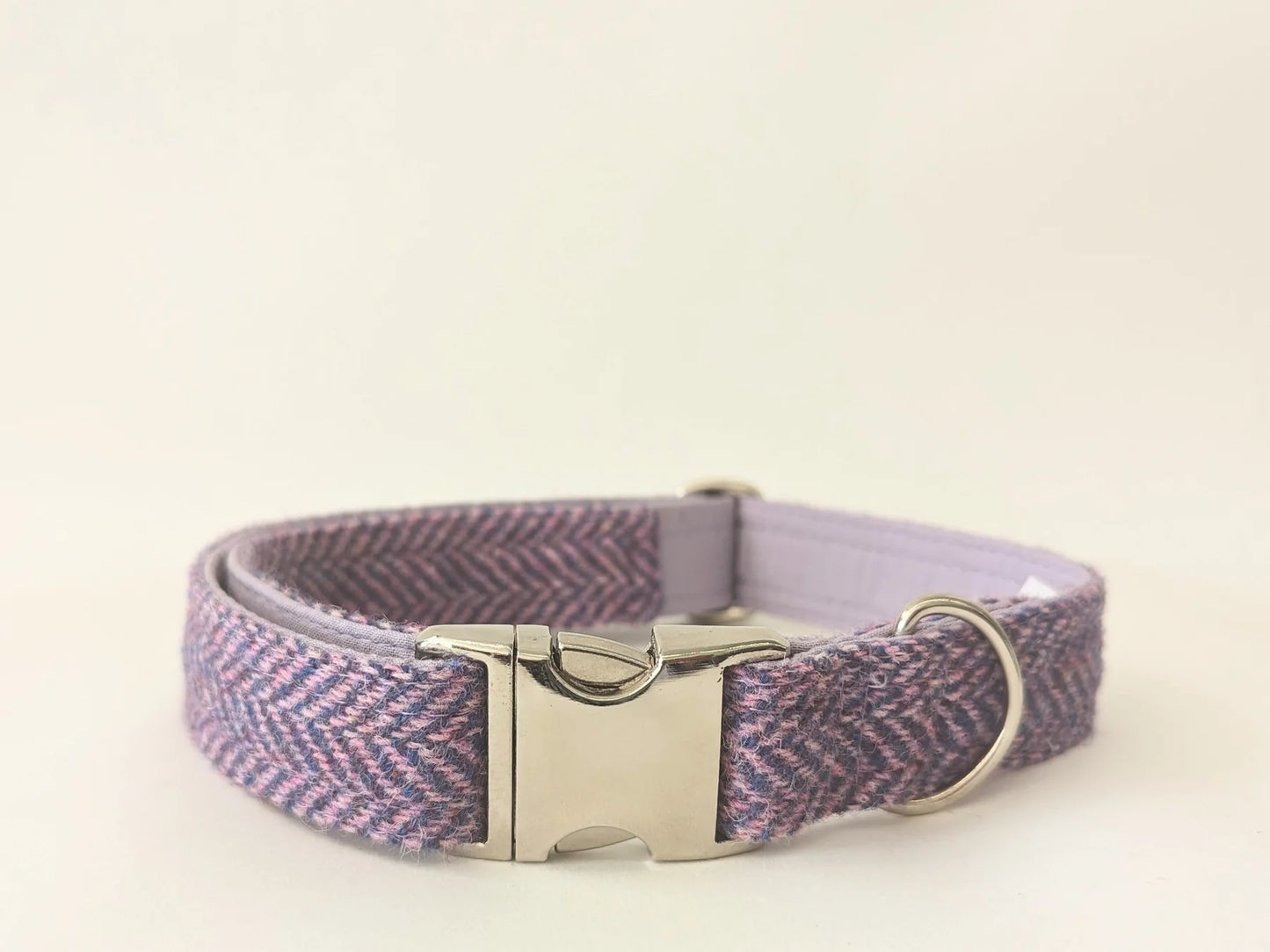 Harris Tweed Lilac and Blue Herringbone Luxury Clasp Dog Collar