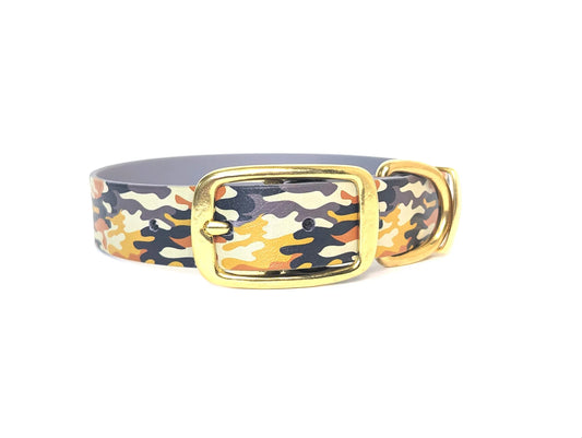 Yellow and orange camouflage dog collar