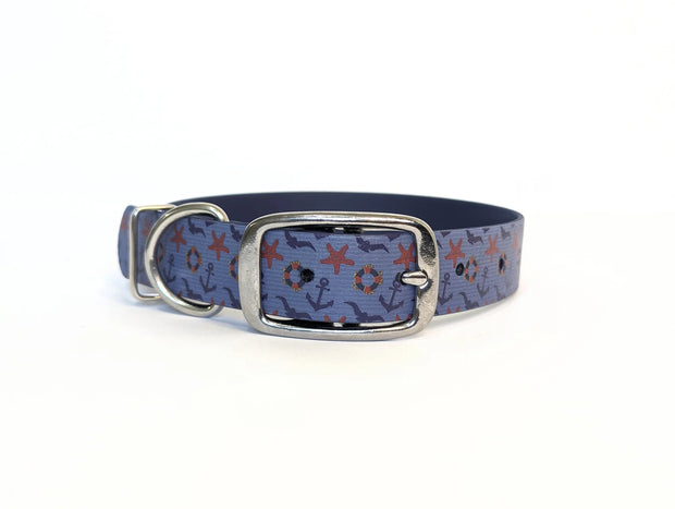 Blue Anchor Printed dog collar