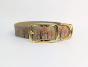 Autumn trees beige dog collar