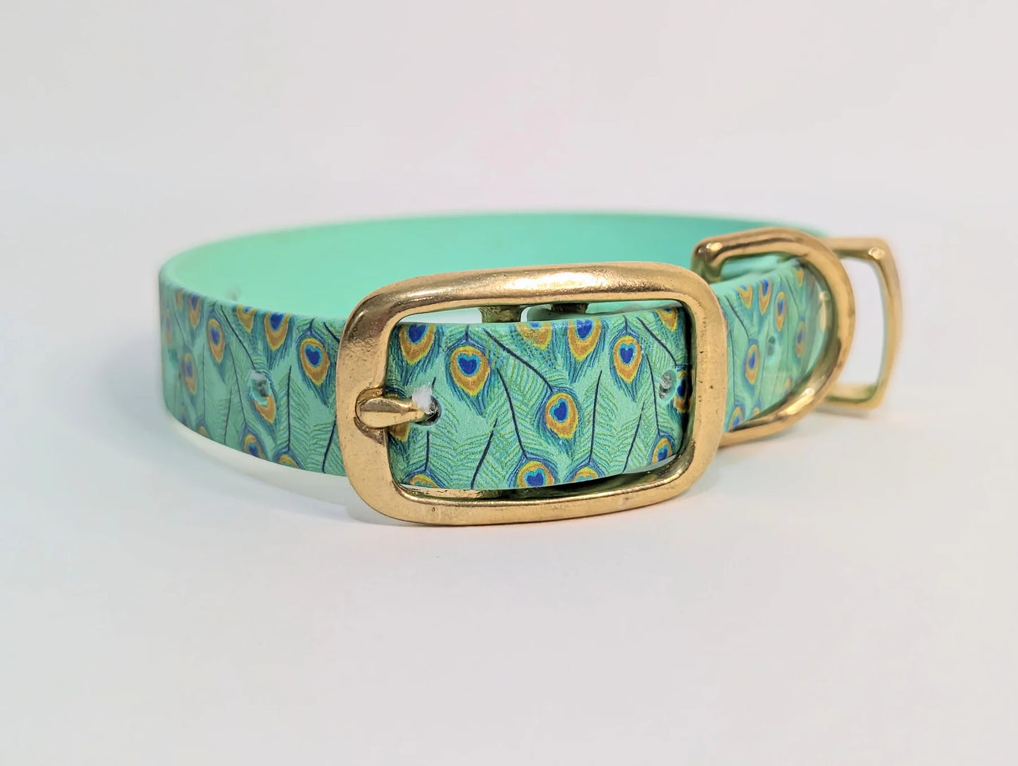 Peacock printed dog collar