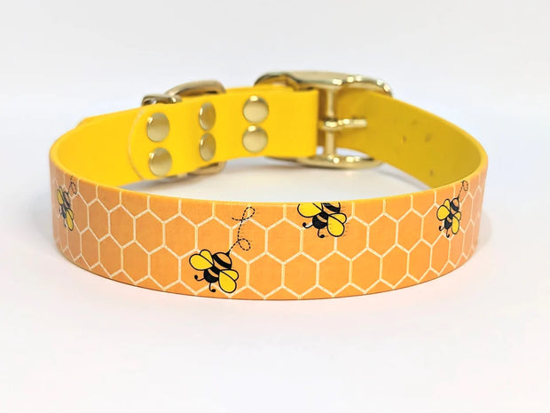 Busy Bees Printed Waterproof Dog Collar 