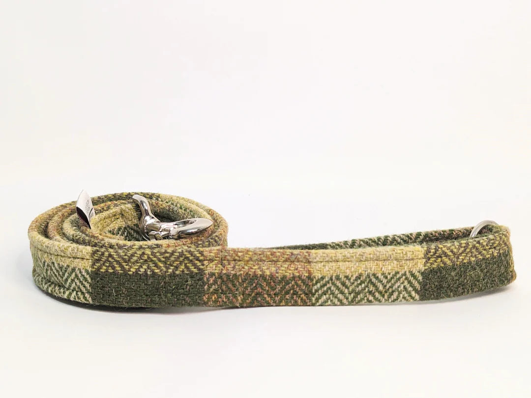 Harris Tweed Green Block Herringbone Lead