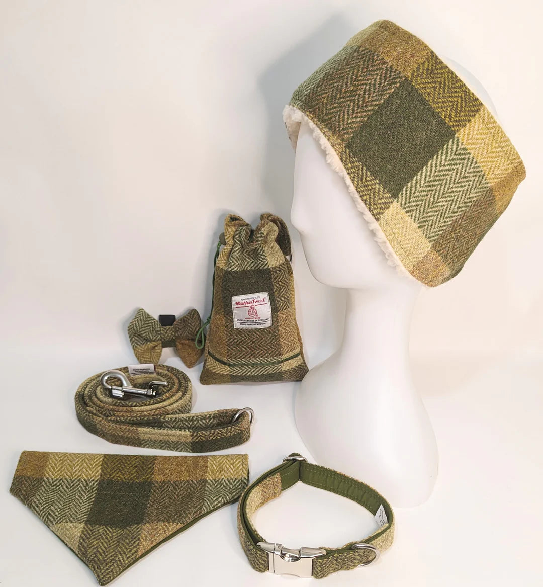 Harris Tweed Green Block Herringbone Collection