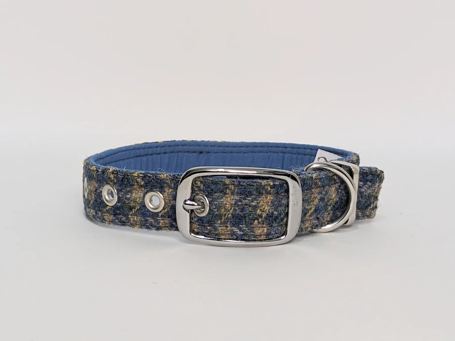 Harris Tweed Yellow & Blue Small Check Buckle Collar