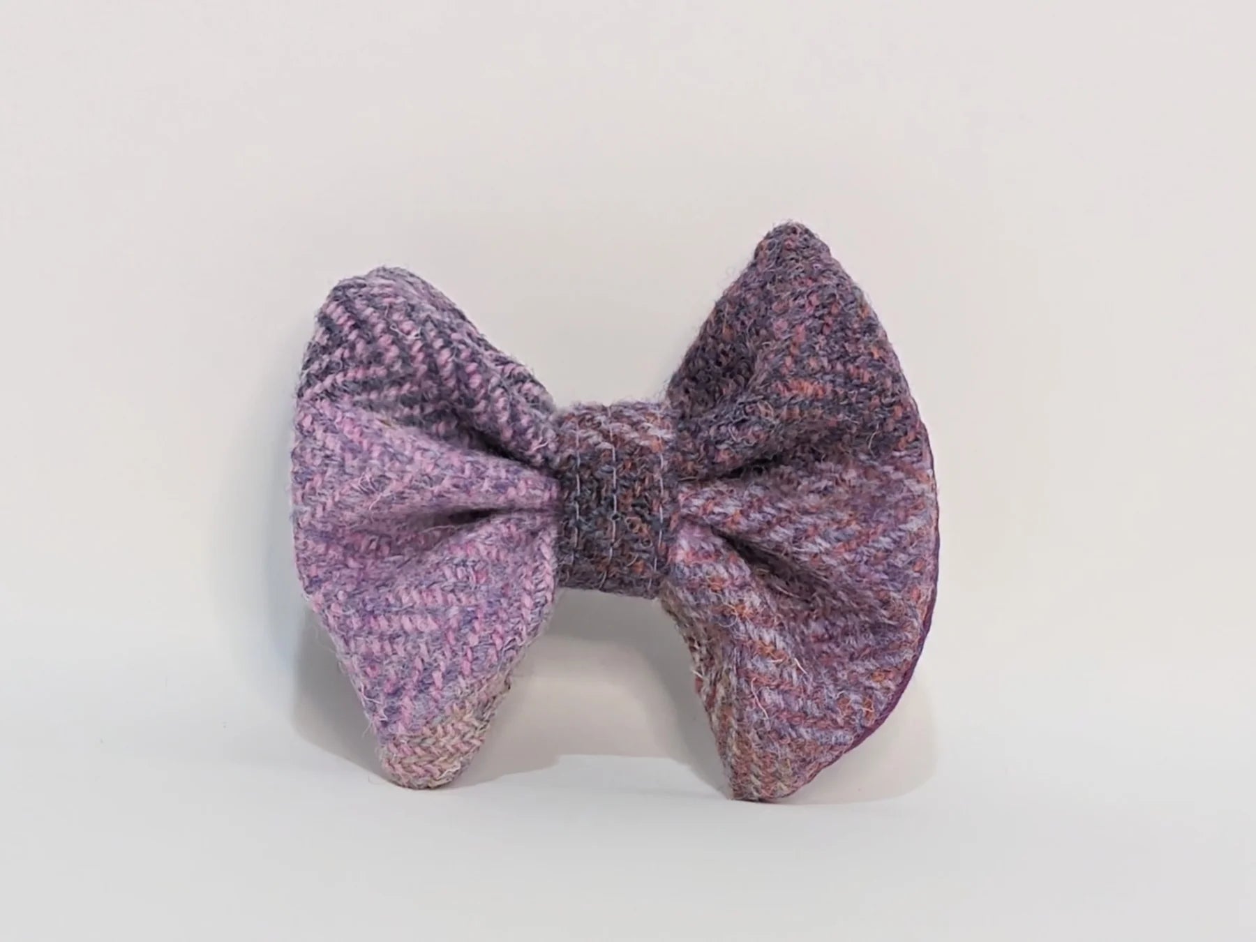 Harris Tweed Pretty Pink Block Herringbone Dog Collar Bow