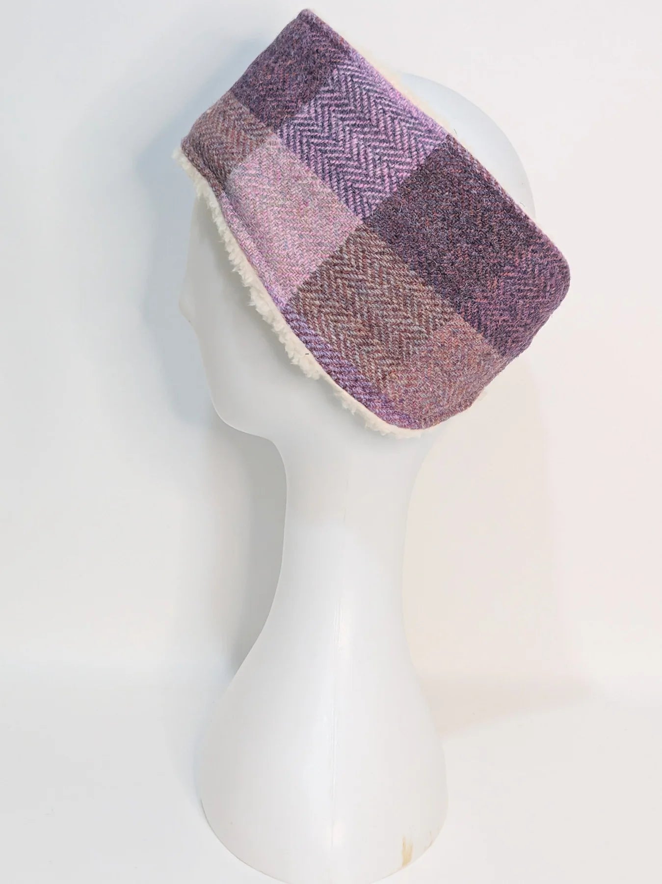 Harris Tweed Pretty Pink Block Herringbone Ladies headband