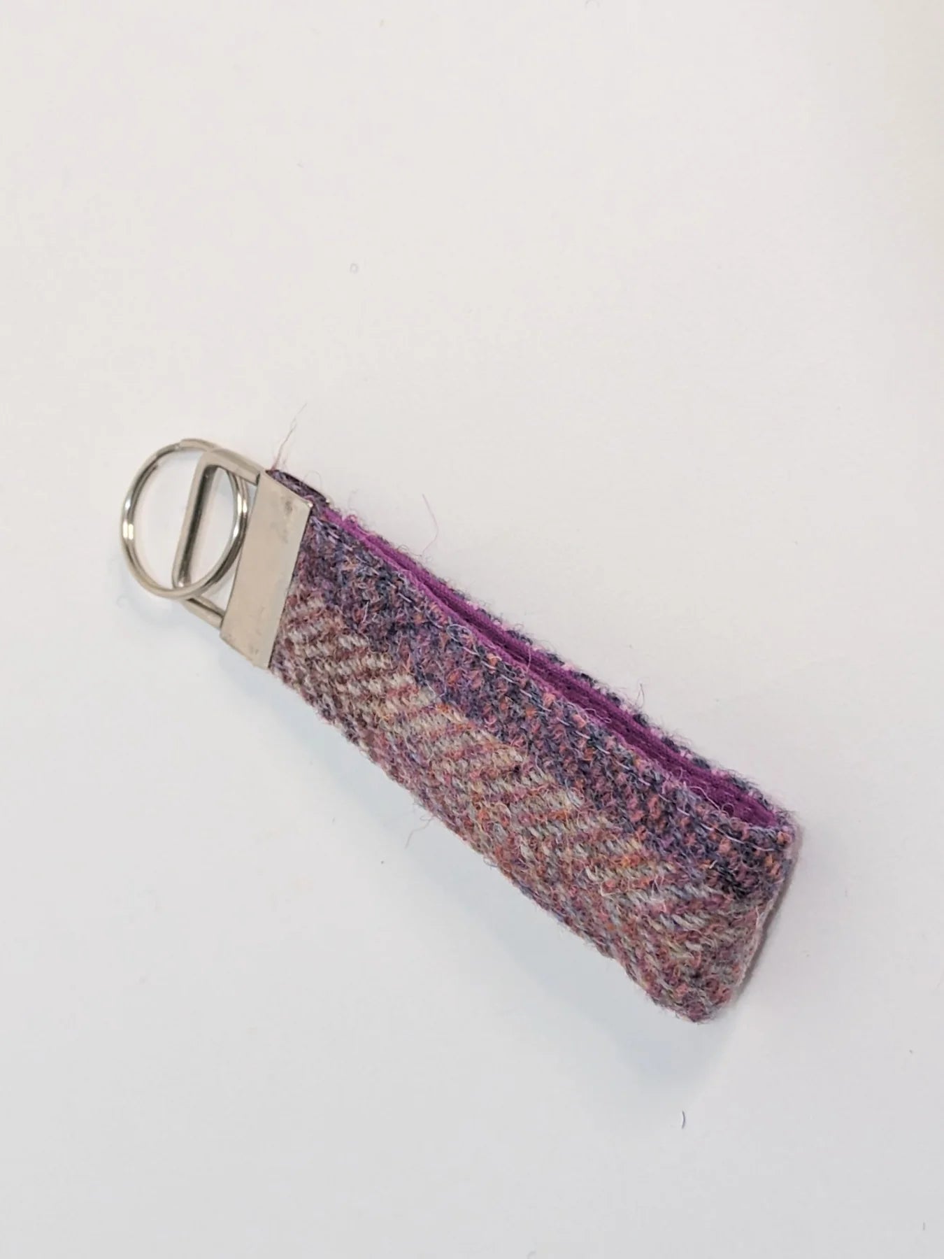 Harris Tweed Pretty Pink Block Herringbone Keyring