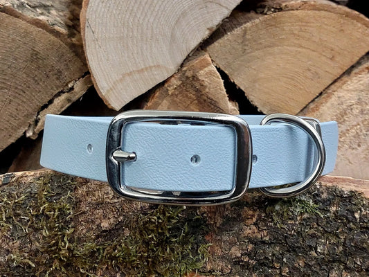 waterproof Dog Collar UK made Pastel Blue