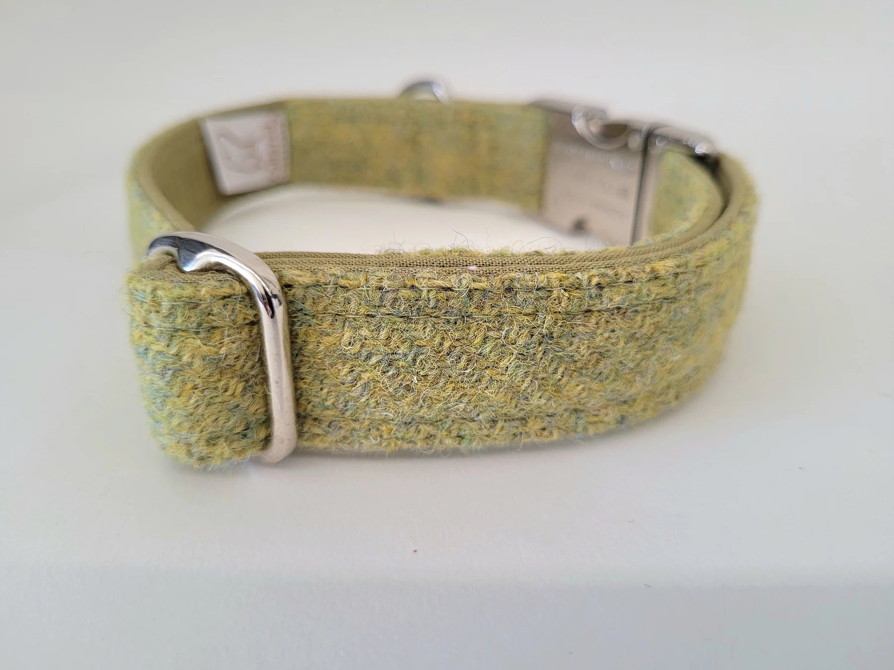 Collared Creatures Harris Tweed dog Collar Pear Green