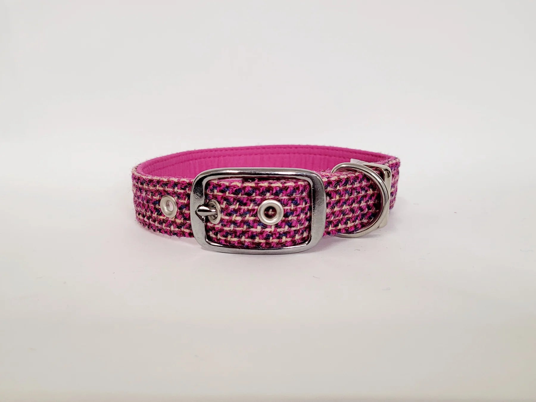 Harris Tweed dog Collar Pink Paradise