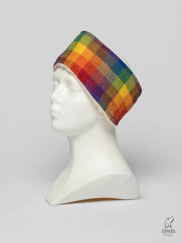 Harris Tweed ladies headband rainbow check