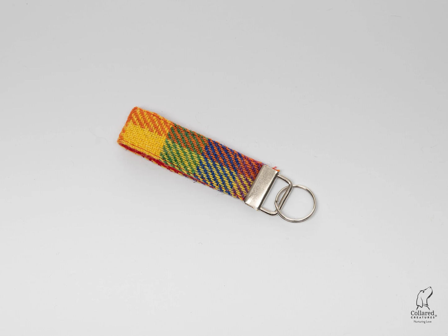 Harris Tweed key ring rainbow check