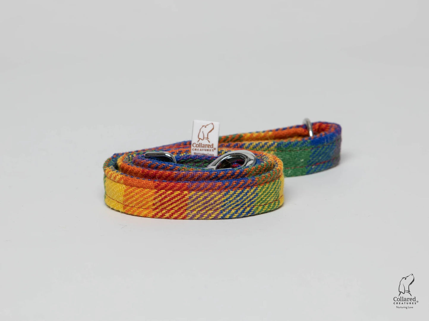 Harris tweed Dog Lead  Rainbow