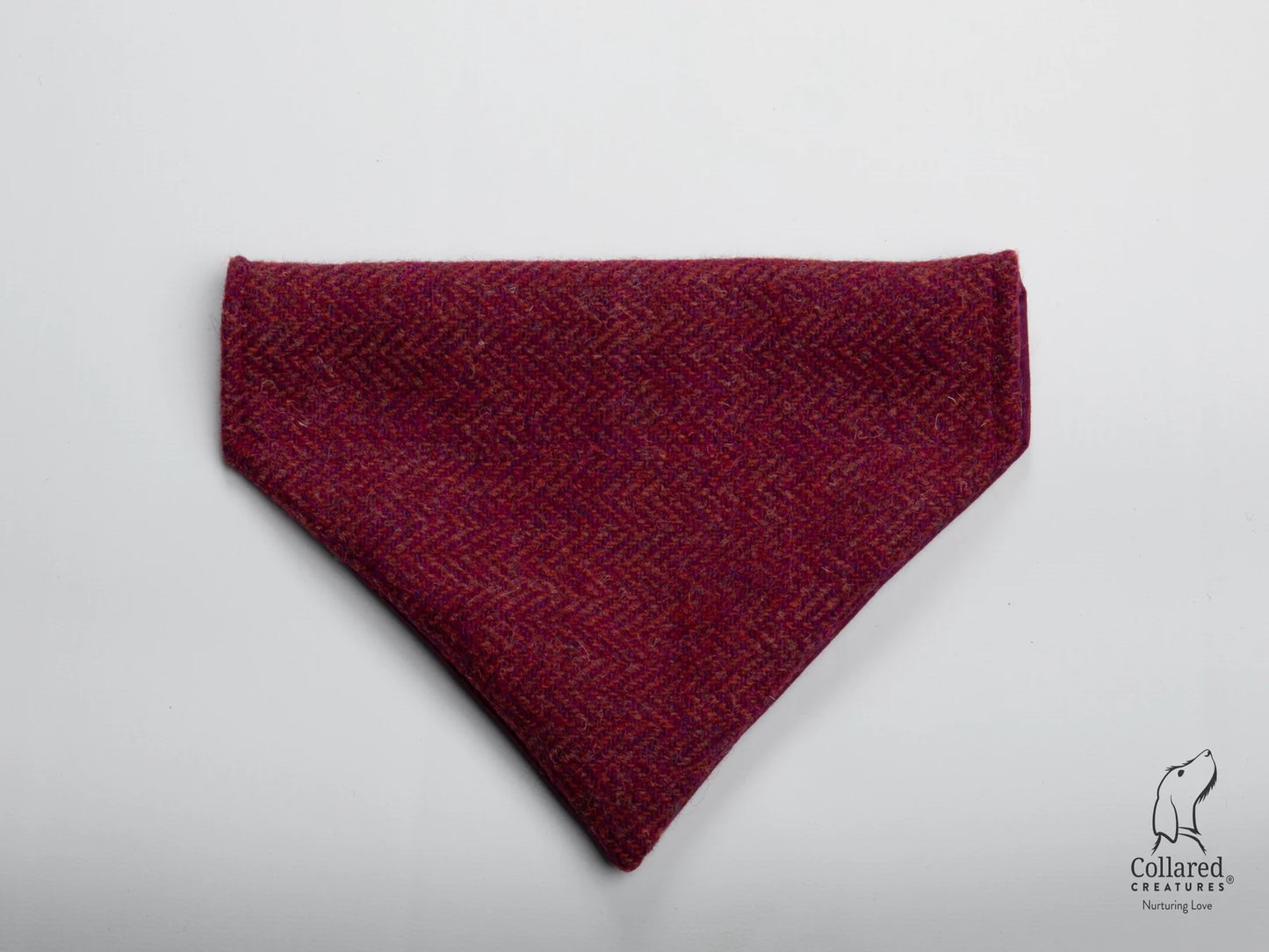 Harris Tweed dog bandana raspberry & coral herringbone