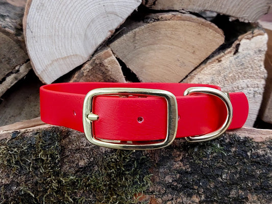 waterproof Dog Collar UK made Red