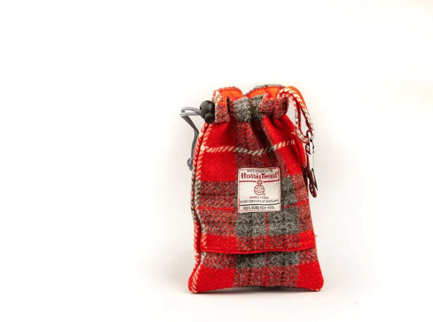 Collared Creatures Harris Tweed Treat bag Red & grey Check