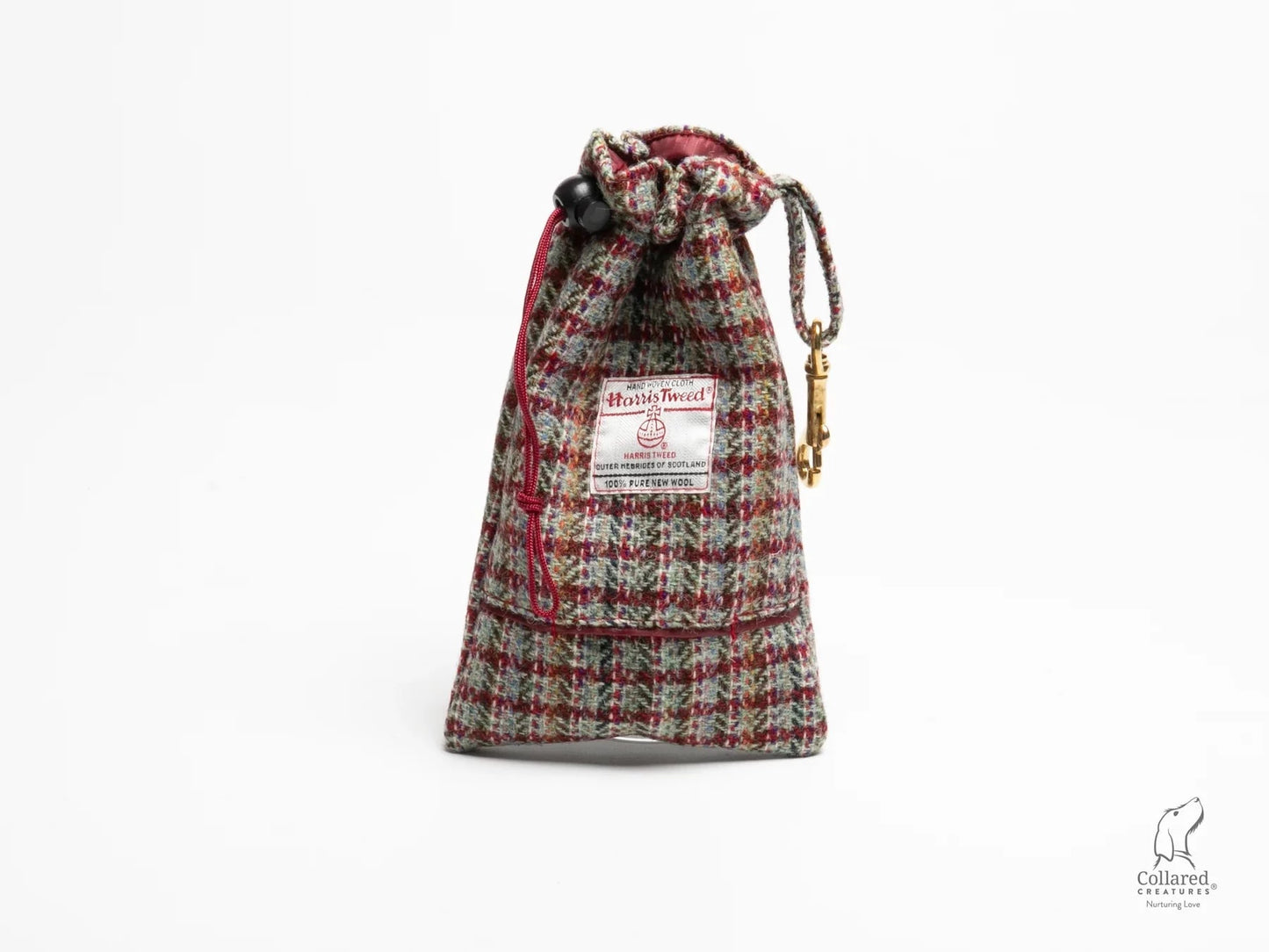 Collared Creatures Harris Tweed Treat bag red Multi Check